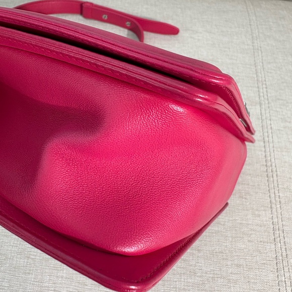 CHANEL Fuchsia Pink Quilted Calfskin Boy Bag Medium SHW - Picture 10 of 16